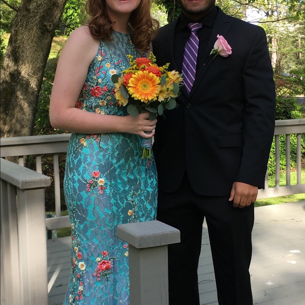 Floral Embroidered Prom Dress